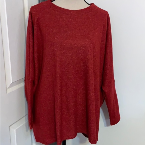 CHERISH BURGUNDY OVERSIZED BRUSHED RIBBED KNIT TOP - Picture 4 of 9